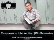 RtI Scenarios - San Antonio Independent School District