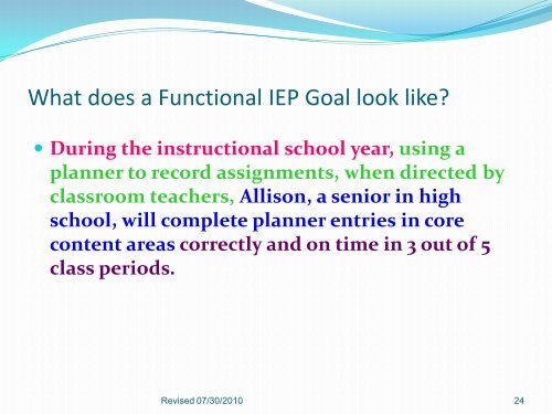 Standards Based IEP Goals - San Antonio Independent School District