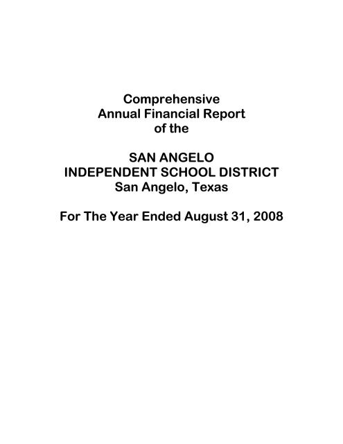 Comprehensive Annual Financial Report for the ... - San Angelo ISD