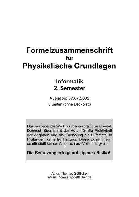 Formelsammlung Physi..