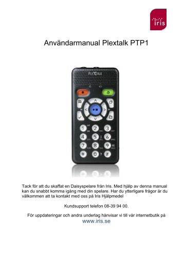 AnvÃ¤ndarmanual Plextalk PTP1 - Iris