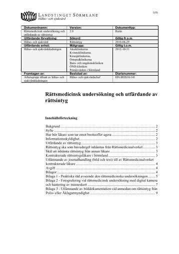 VÃ¥rdrutin RÃ¤ttsmedicinsk undersÃ¶kning och rÃ¤ttsintyg - Landstinget ...