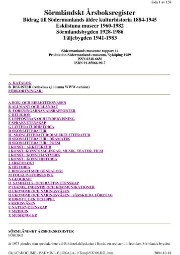 SÃ¶rmlÃ¤ndskt Ãrsboksregister - Landstinget SÃ¶rmland