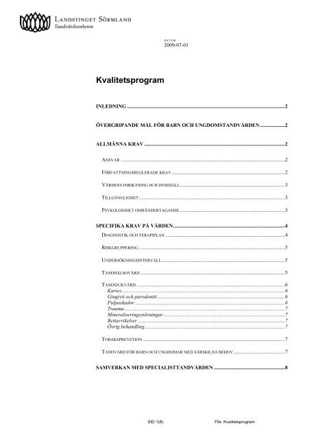 Kvalitetsprogram - Landstinget SÃ¶rmland