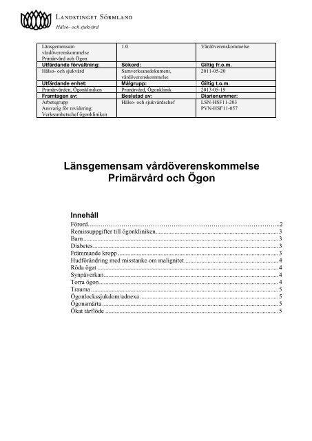 PrimÃ¤rvÃ¥rd och Ã¶gonsjukdomar - Landstinget SÃ¶rmland