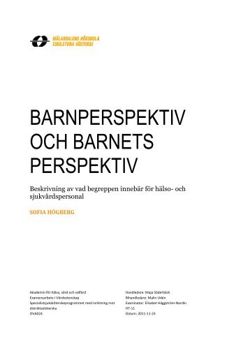 barnperspektiv och barnets perspektiv - Landstinget SÃ¶rmland