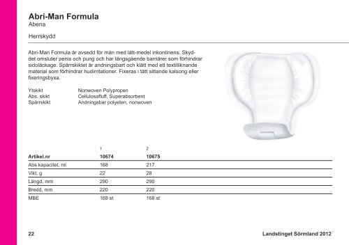 Produktkatalog Inkontinens - Landstinget SÃ¶rmland