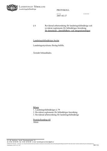 6 Reviderad arbetsordning fÃ¶r landstingsfullmÃ¤ktige och reviderat ...