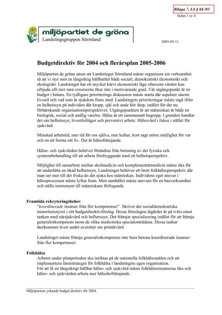 68 Direktiv fÃ¶r budget 2004 och flerÃ¥rsplan 2005-2006 - Landstinget ...