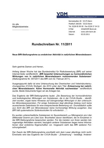 Rundschreiben Verband Deutscher Mineralbrunnen