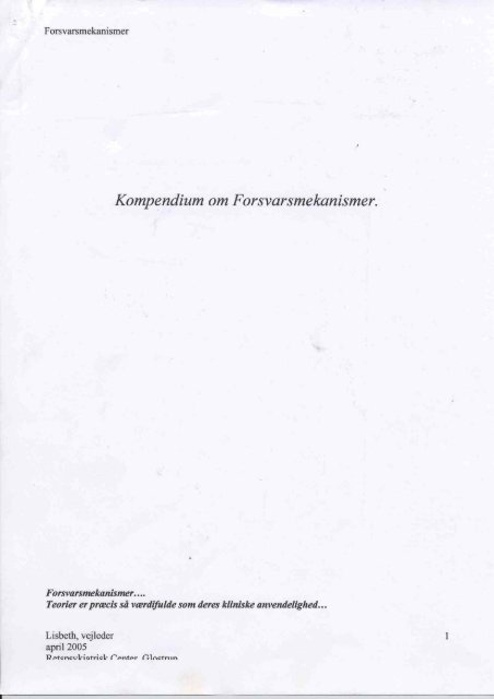 Kompendium om Forsvarsmekanismer.