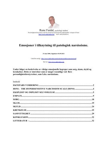 Les mer (PDF-fil) - Psykologi, narsissisme,psykopati og sakkyndige