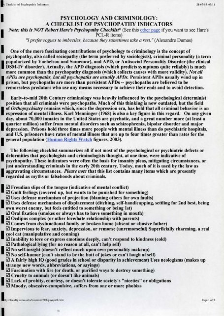 Robert hare psychopathy checklist Robert hare psychopathy checklist