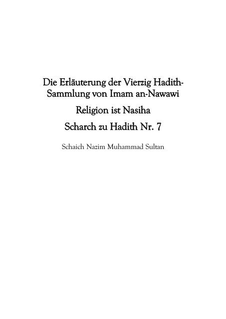 Religion ist Nasiha - Salaf.de