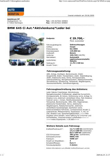 AutoScout24: Fahrzeugdaten ... - Sales Auto Klub