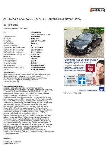 (Druckansicht: Citro\353n C6 3....) - Sales Auto Klub