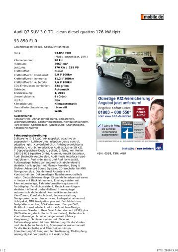 Druckansicht: Audi Q7 SUV 3... - Sales Auto Klub