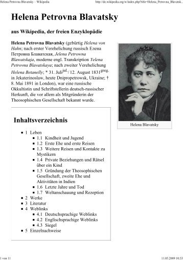 Helena Petrovna Blavatsky - Esoterik heisst: Neues Denken, neues ...