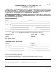 Volunteer Application - Salina Animal Shelter