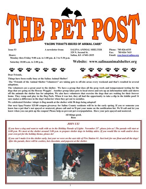 Pet Post Issue 53 - Salina Animal Shelter