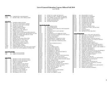 1 List of General Education Courses Offered Fall 2010