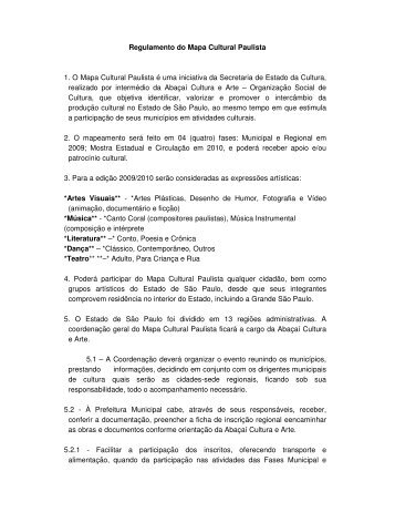 Regulamento do Mapa Cultural Paulista 1. O Mapa Cultural Paulista ...