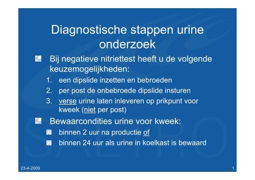 Diagnostische stappen urine onderzoek - Saltro