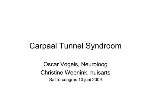 Carpale tunnelsyndroom (pdf) - Saltro