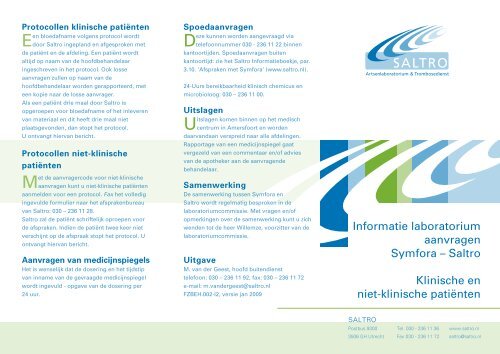 Informatie laboratorium aanvragen Symfora â Saltro Klinische en ...