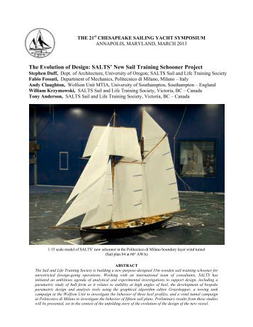 Our Ship's Design - SALTS Sail and Life Training Society