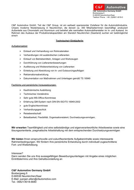 Technischer EinkÃ¤ufer (m/w)