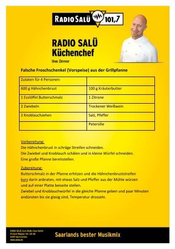 Snack: falsche Froschschenkel aus der Grillpfanne - Radio SalÃ¼