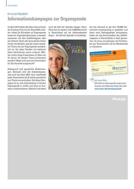 Ihr Gutfühlmagazin Ausgabe 2-2013 - Salus BKK