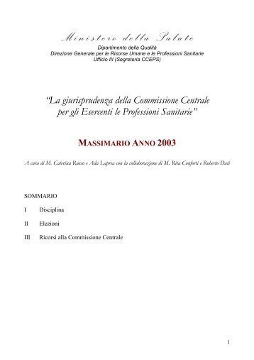 2003 - Ministero della Salute