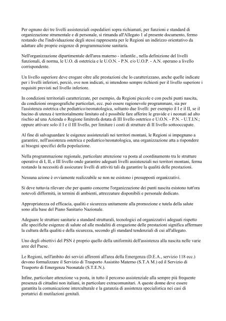 DM 24 aprile 2000 Adozione del progetto obiettivo materno-infantile