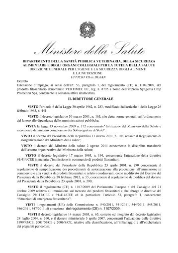 decreto dirigenziale 31 maggio - Ministero della Salute