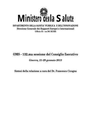 Relazione - Ministero della Salute
