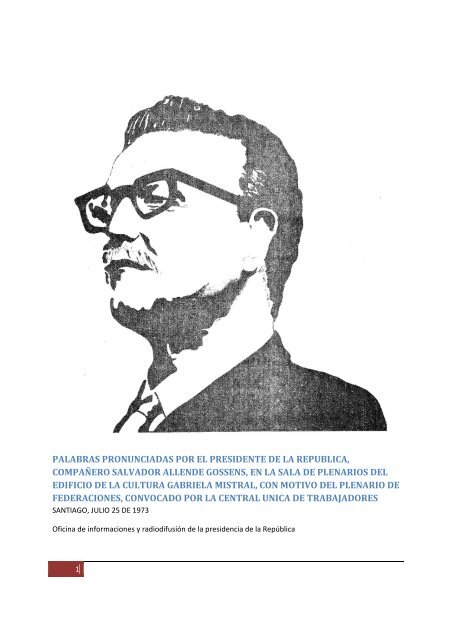 palabras pronunciadas por el presidente de la ... - Salvador Allende