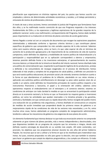 La estrategia de desarrollo del Gobierno Popular ... - Salvador Allende