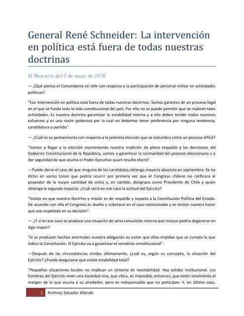 General RenÃ© Schneider.pdf - Salvador Allende