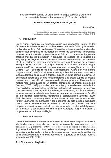 Aprendizaje de lenguas y plurilingÃ¼ismo - Universidad del Salvador