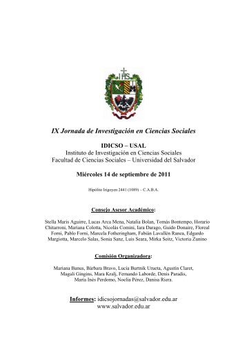IXÂ° Jornadas de InvestigaciÃ³n del IDICSO. 14/Sept/2011