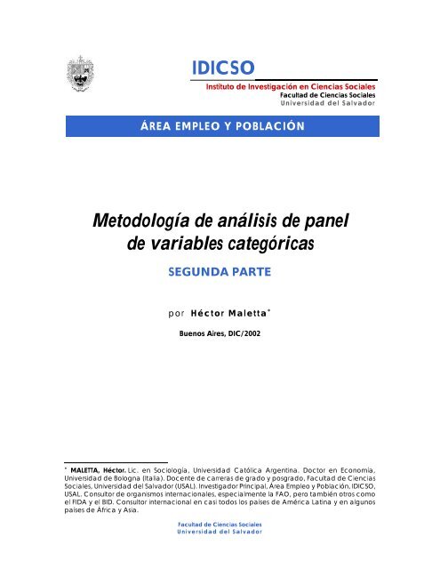 IDICSO MetodologÃ­a de anÃ¡lisis de panel de variables categÃ³ricas