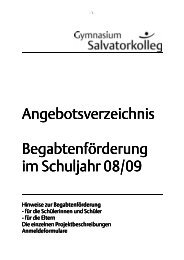 Angebotsverzeichnis Begabtenförderung 2008-2009 - Salvatorkolleg