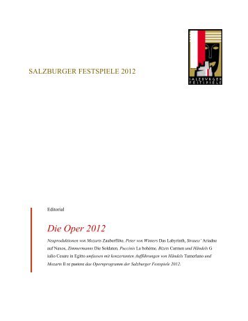 Die Oper 2012 - Salzburger Festspiele