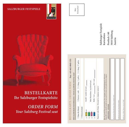 BESTELLKARTE ORDER FORM - Salzburger Festspiele
