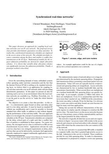 Synchronized real-time networks