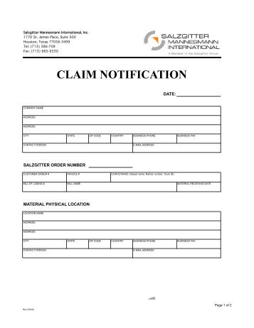 Claim Form - Salzgitter