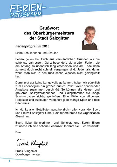 Ferienpassprogramm 2013 - Stadt Salzgitter