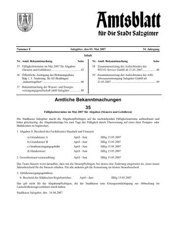 Amtliche Bekanntmachungen 35 - Stadt Salzgitter